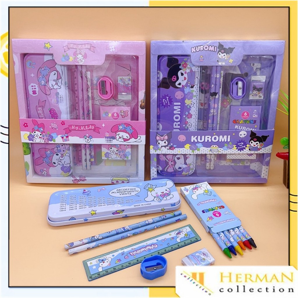 

HC Paket Alat Tulis Set 7 In 1 Set Stationery 7in1 Karakter Kartun Alat Tulis Anak Sekolah Penghapus