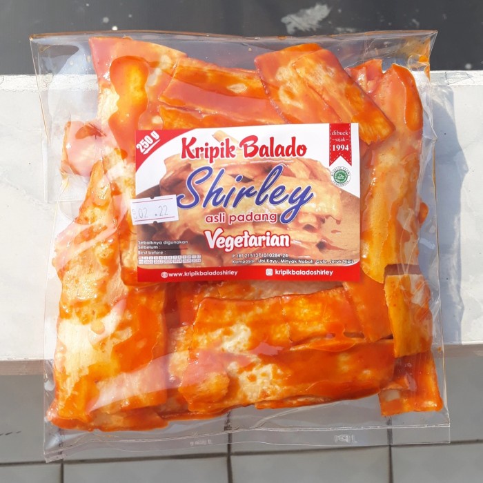 

Kuliner.Kita Kripik Singkong Balado Sanjai Shirley Asli Padang Vegan & Vegetarian