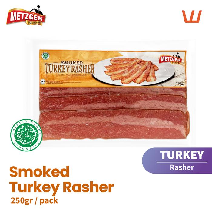 

Bacon Turkey Halal Metzger Smoked Turkey Rasher Sliced 250Gr