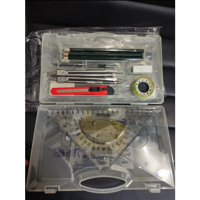

monggo] jangka set bazic kumplit cutter pensil penggaris mal hapus 16 in 1 bofa ziegel killer jangka