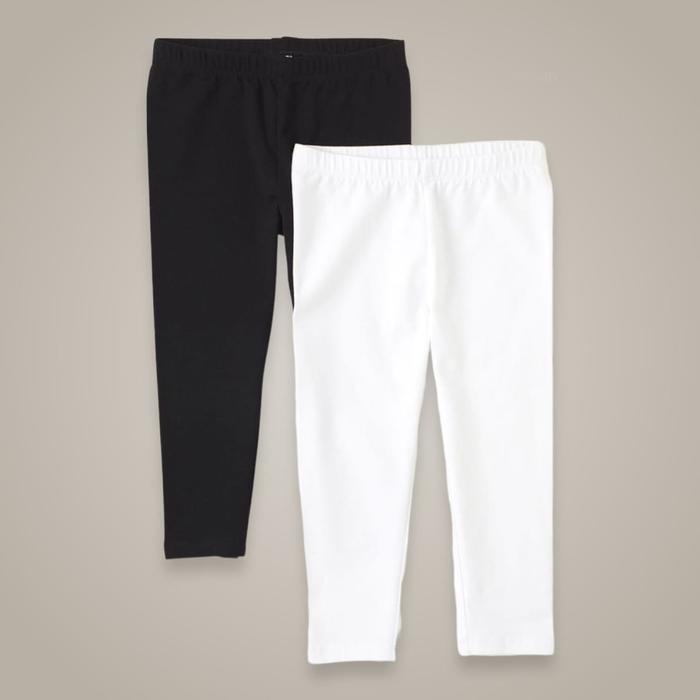 Gemiloo- 2pcs Legging Bayi Panjang HITAM PUTIH Spandek - Lejing Polos Anak Bayi Perempuan - Leging