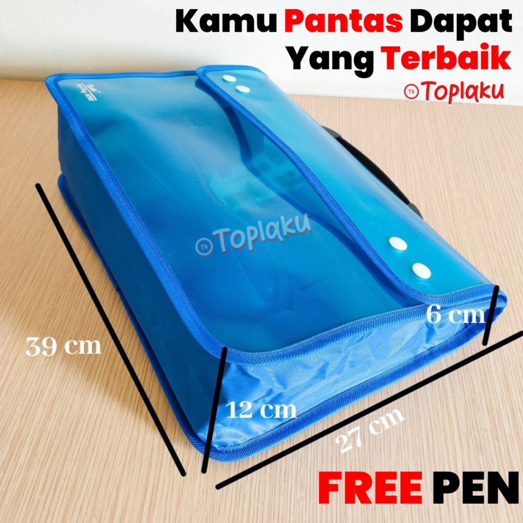 Tas Les Map Dokumen File Besar Kancing 4 Resleting Plastik Buku Document Bag Zipper F4 A4 Berkas