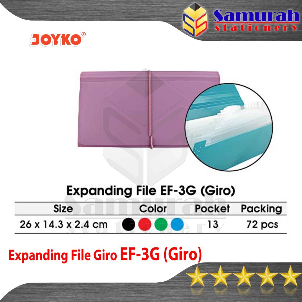 

Expanding File Joyko Ukuran Giro EF-3G / Map Dompet Plastik Sekat buat Nota / Cek / Kuitansi