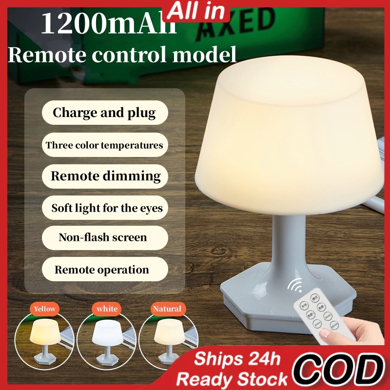 NEW CODLampu Tidur LED 3 Warna Lampu Kamar Tidur Remote Control Lampu Meja Belajar USB Lampu Meja