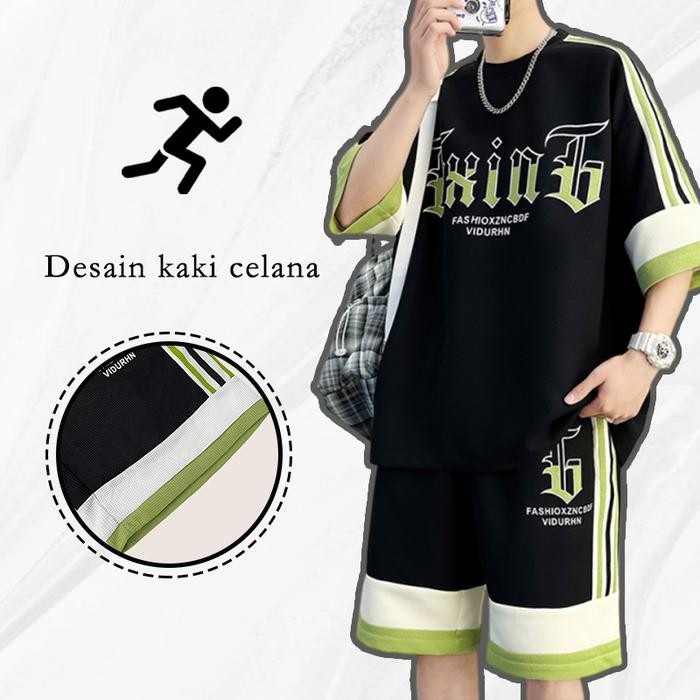 READY STOK SETELAN OLAHRAGA PRIA BAJU DAN CELANA ONE SET OOTD PRIA SET HITAM/PUTIH/COKELAT KEKINIAN
