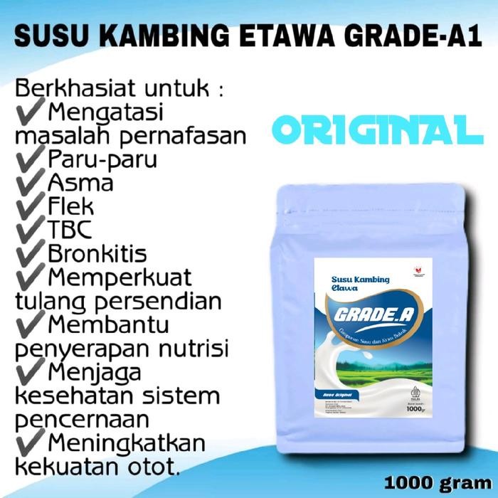 

SALE TERBARU SUSU KAMBING ETAWA ASLI GRADE-A1 1KG (1000GR)RASA ORIGINAL COKELAT DAN STRAWBERRY DAN