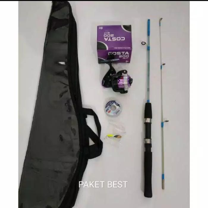 paket reel dan joran plus tas