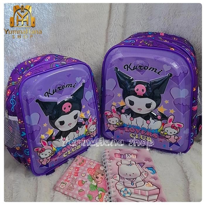 Cilgirl- [YumnaHanaBags] Tas Ransel lampu LED 3D timbul Karakter Kuromi UNGU anak sekolah perempuan
