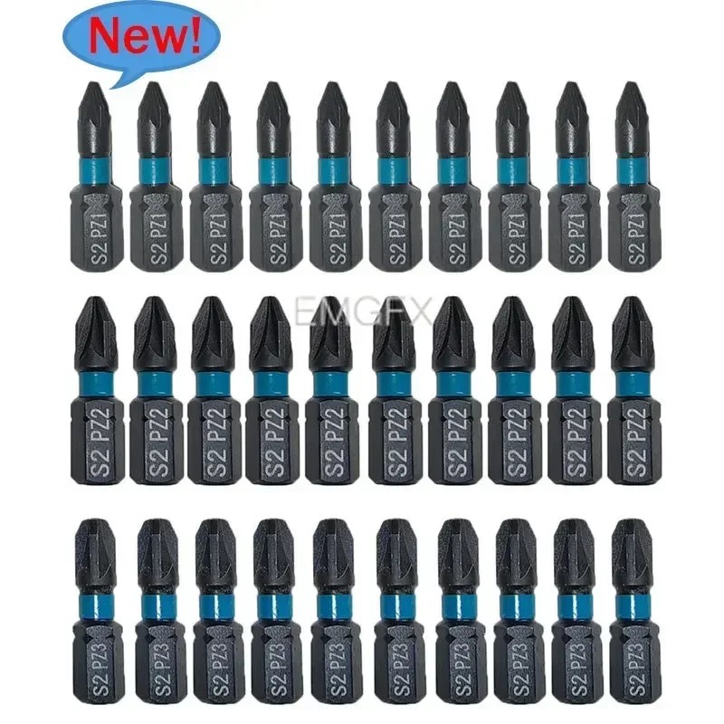 10Pcs Pz1/Pz2/Pz3/Ph2 S2 Alloy Steel Screwdriver Bit Sets 25Mm For Drill Impact Screwdriver Hex