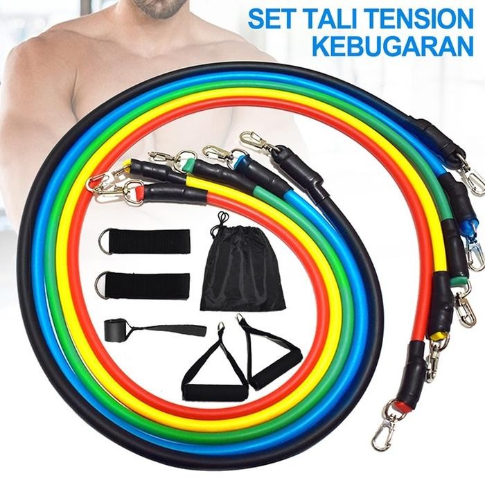 Resistance Bands 11 in 1 Set Tali Pembantu Fitness Gym Power/11 in 1 SET TALI PEMBANTU FITNESS GYM
