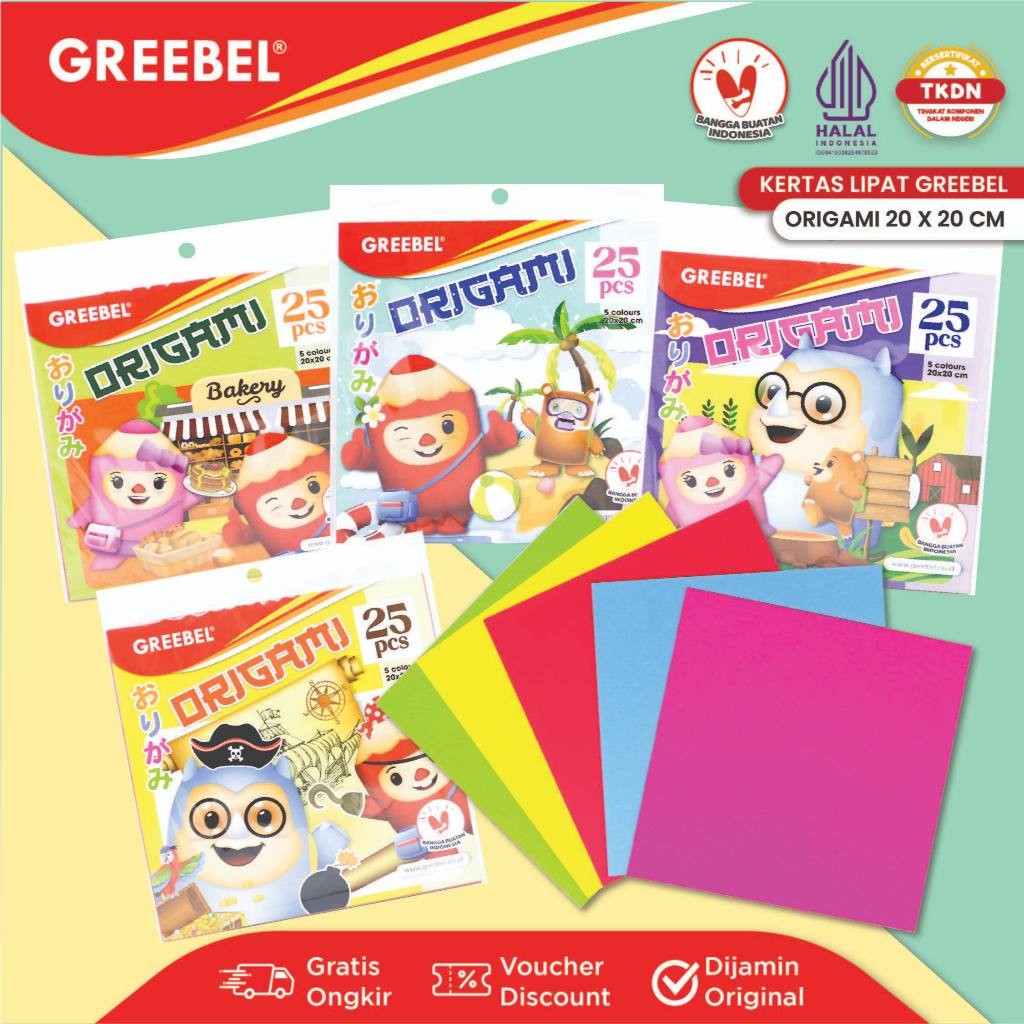 

GREEBEL Kertas Origami 25 Lembar 20X20Cm / Kertas Lipat Paper Craft