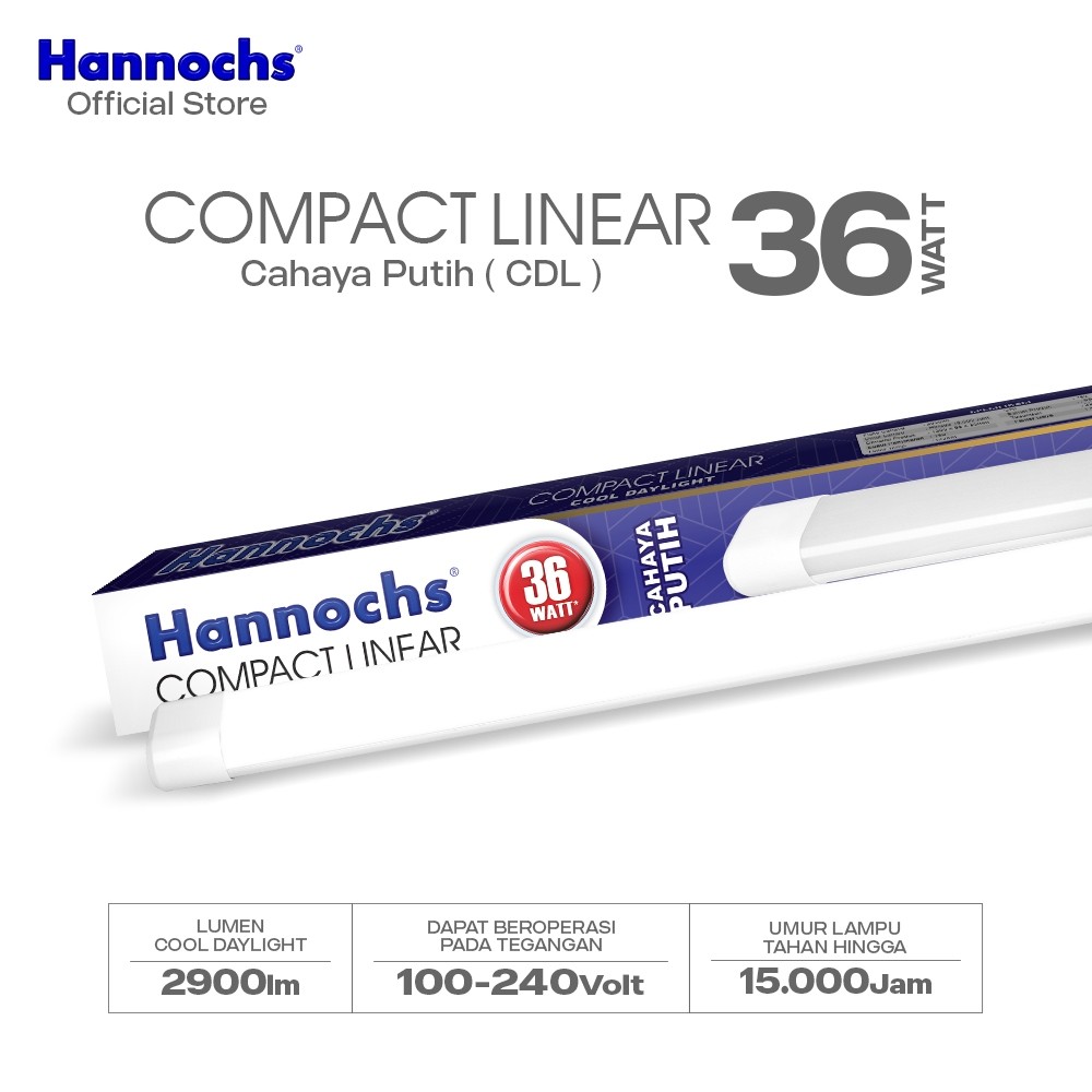 Hannochs Lampu TL LED T8 Compact Linear 36 Watt Cahaya Putih