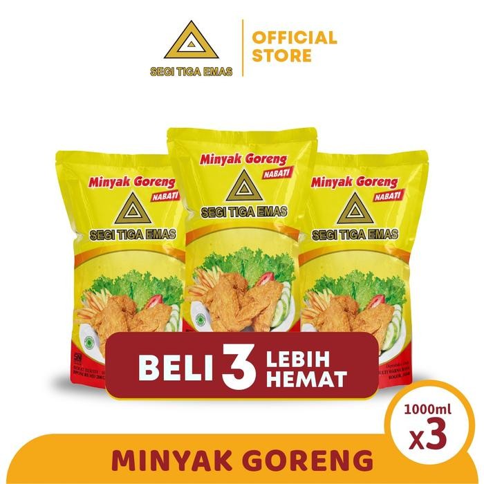 

BisaInstan- Minyak Goreng Segi Tiga Emas Multipack 1 Liter ( 3 Pcs )