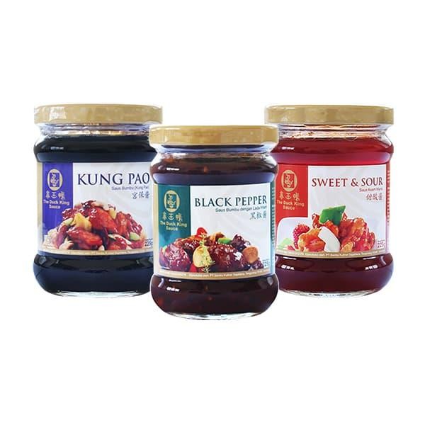 

BisaInstan- The Duck King Sauce Paket Tiga - Black Pepper + Kung Pao + Sweet Sour