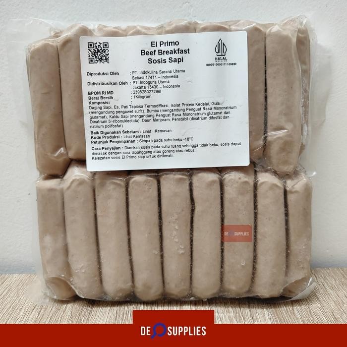 

Kirim,HariYgSama- El Primo Beef Breakfast Sausage Bratwurst 1kg - Sosis Sapi Hotel Halal