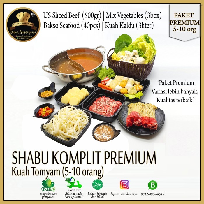 

Kirim,HariYgSama- Paket Shabu Komplit Premium Kuah Tomyam untuk 5-10 orang (Halal Food)