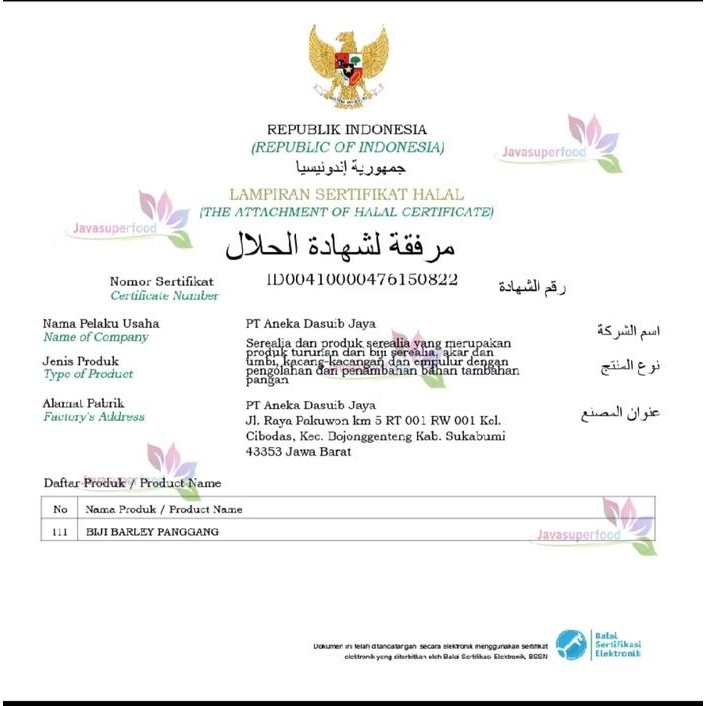 

Terlaris- Teh Gandum Roasted Barley Savory Aroma & Taste Halal 1 Kg Tea Herbal