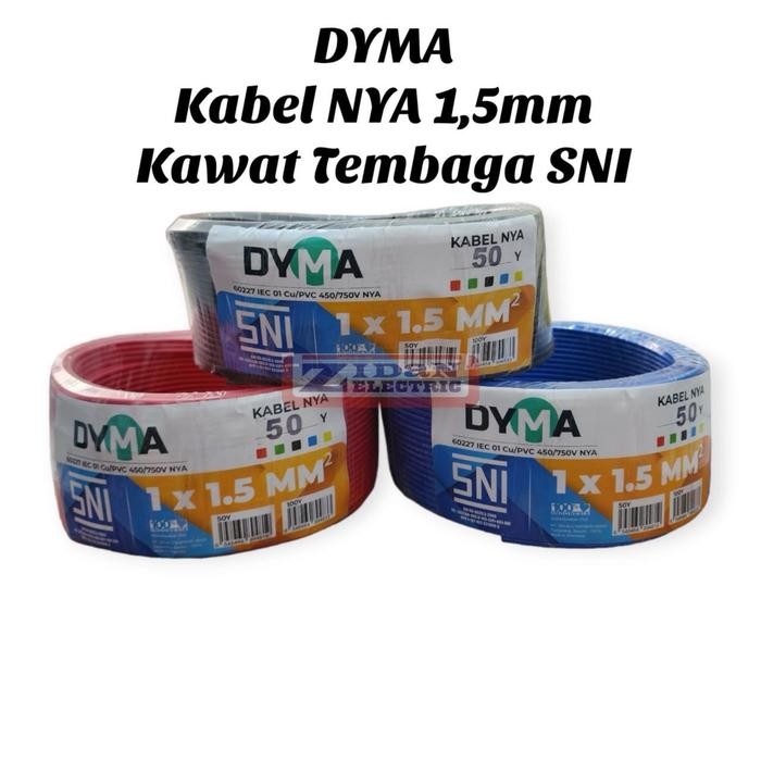 JT READY KABEL LISTRIK NYA 1,5MM 50M KAWAT TEMBAGA SNI DYMA / KABEL NYA 1,5 50 METER / KABEL TUNGGAL