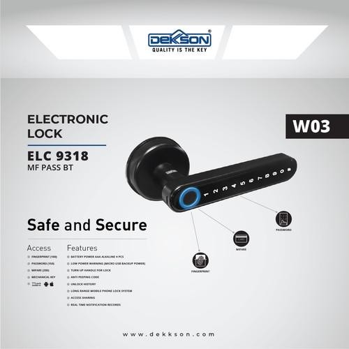JT READY DEKKSON SMART DIGITAL ELECTRONIC LOCK ELC 9318 MF PASS BT W03