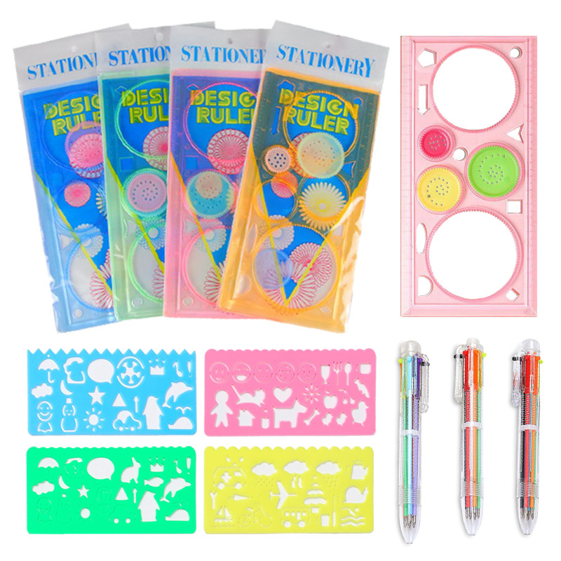 

Spirograph Art Drawing Ruler Children Diy Handmade Painting Template Multifunctional Cartoon Color