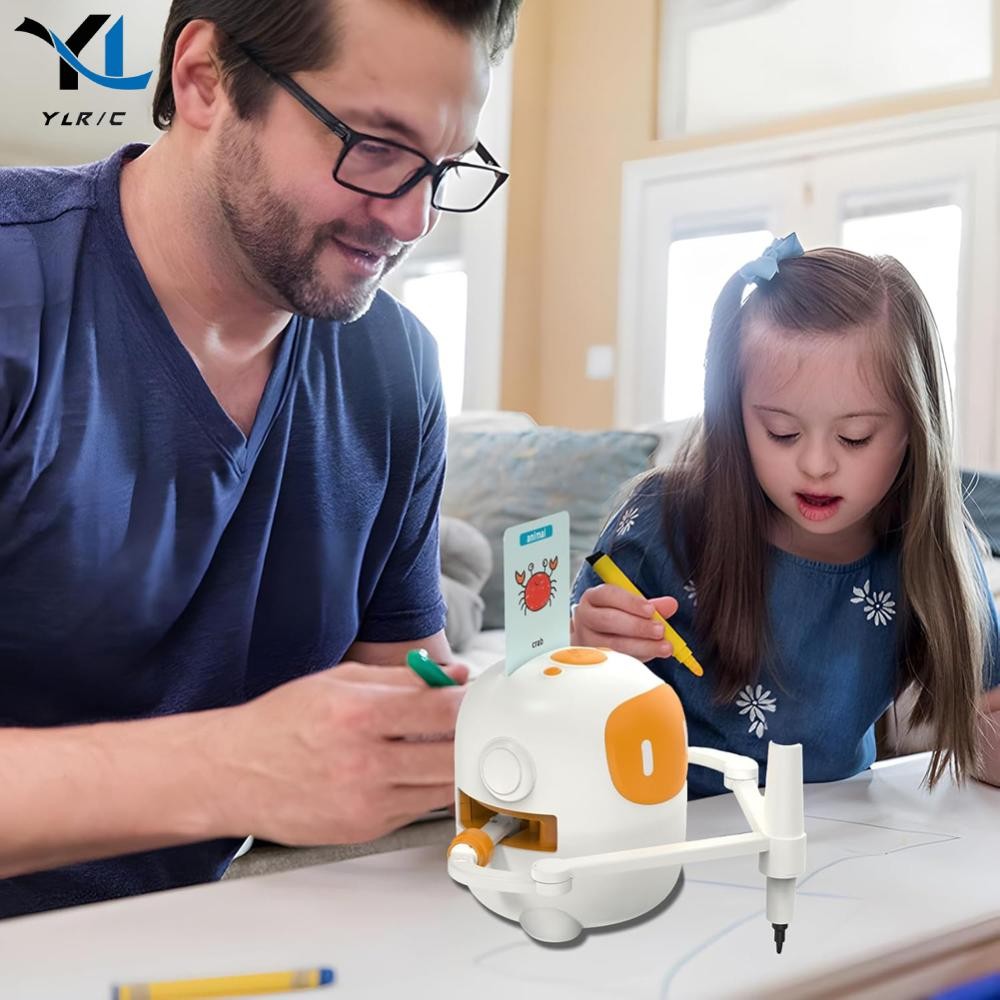 

Interactive Educational Drawing Robot Montessori Learning Toy With 100 Cards Preschool Learning