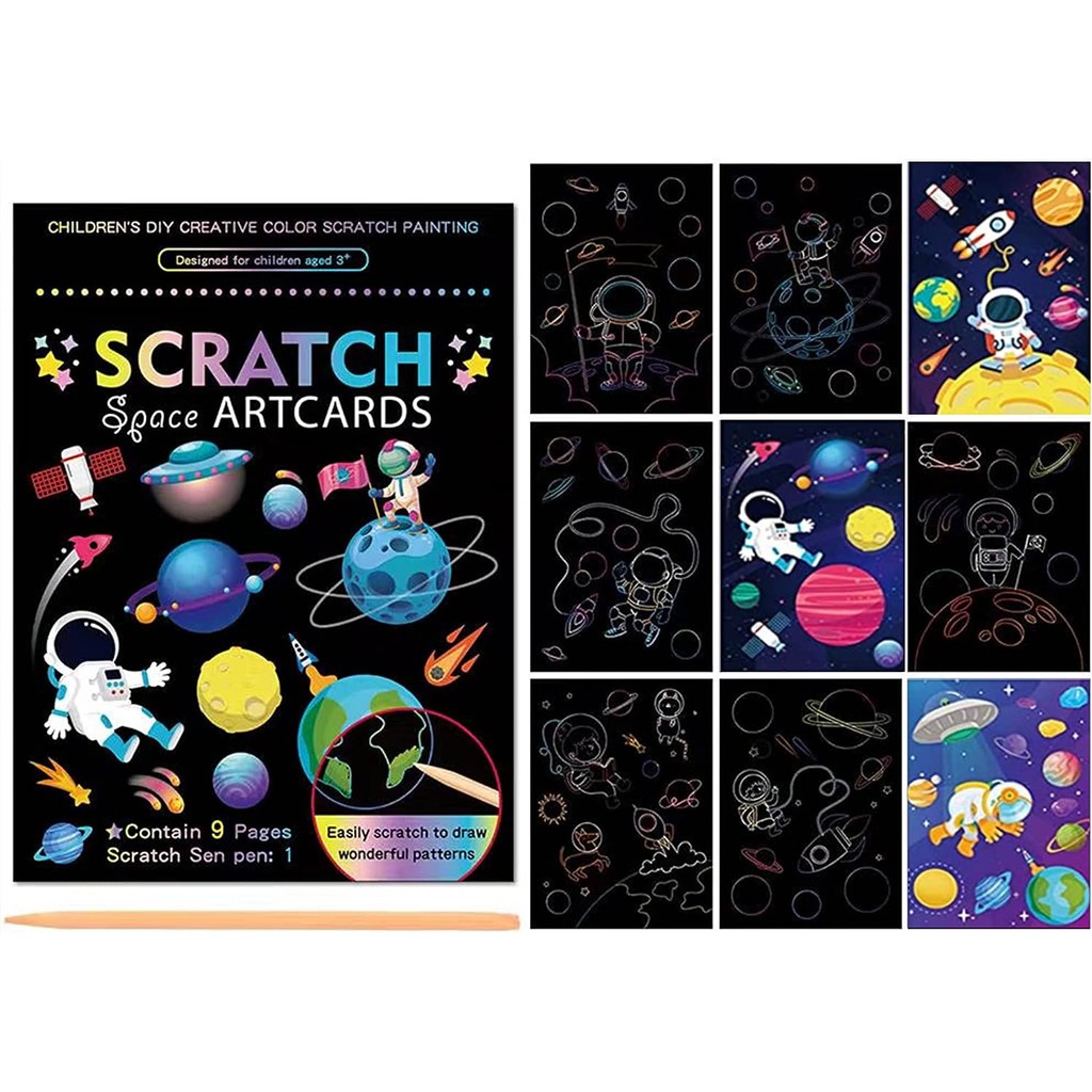 

Magic Rainbow Color Scratch Painting Cartoon Coloring Books Drawing Board Kids Diy Educational Toys