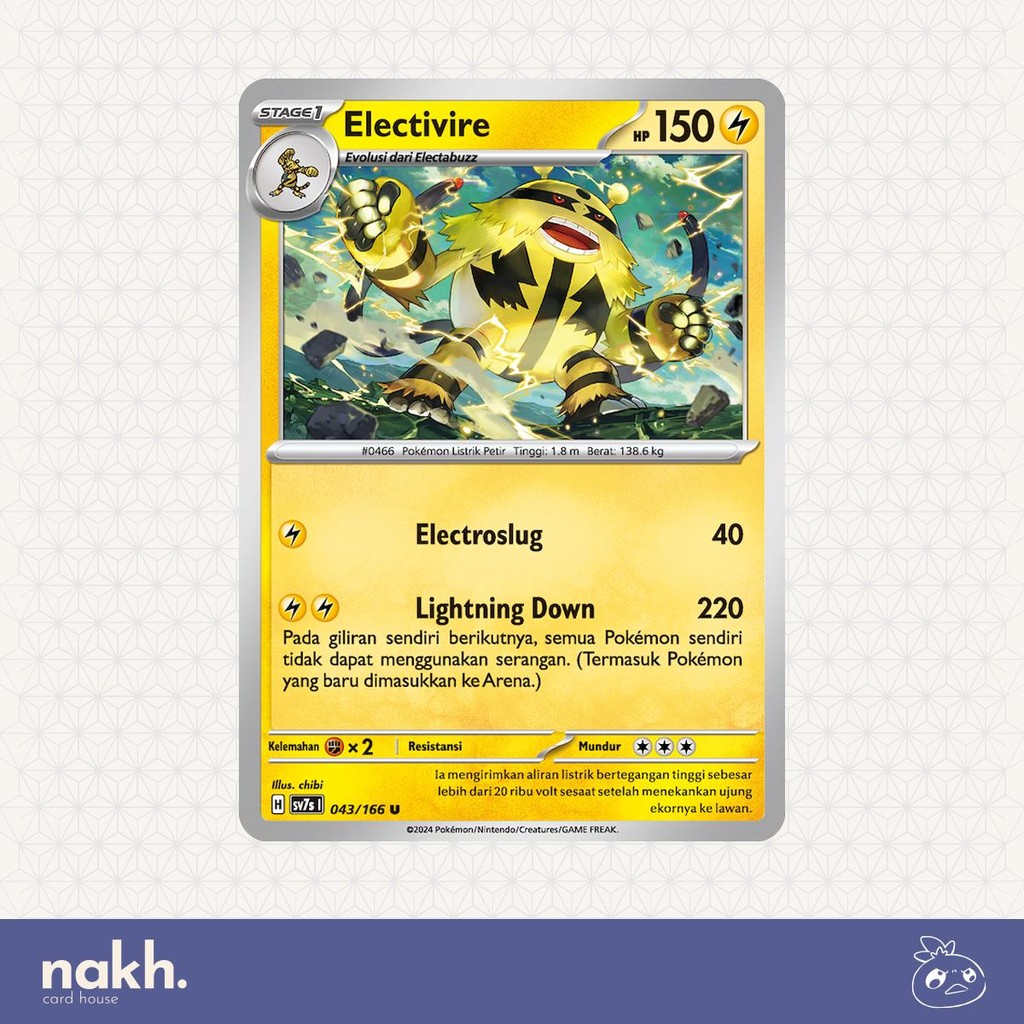 Kartu Pokemon TCG Indonesia bimbingan rasi sv7s 043/166 Electivire