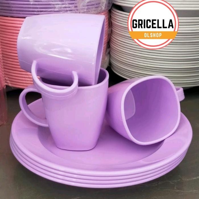 1 SET PERALATAN MAKAN ISI 6CAMPUR PIRING MAKAN MELAMIN + CANGKIR MELAMIN TERLARIS