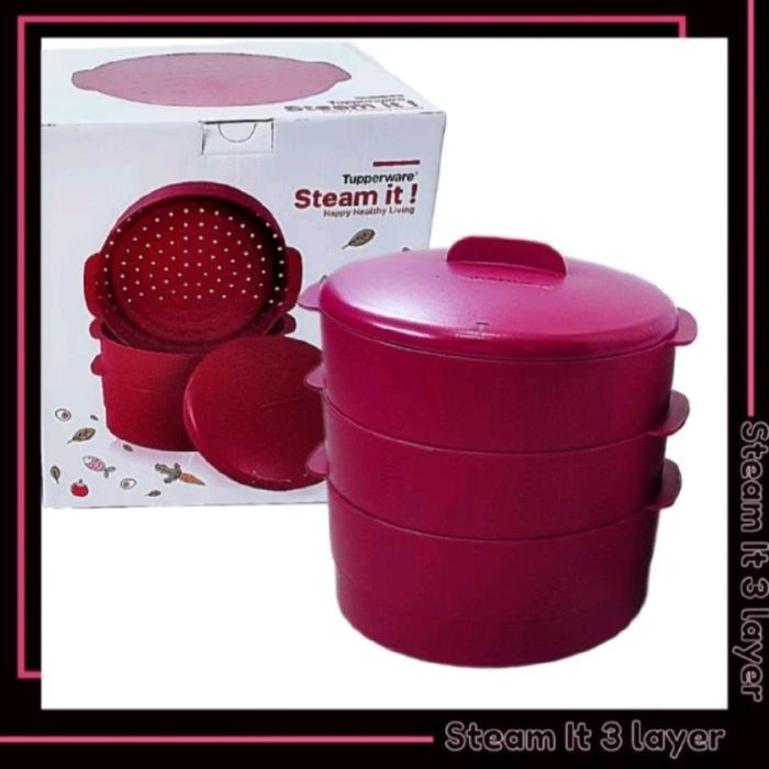 ready stok tupperware steam it 3 susun warna ungu pengukus kukusan original