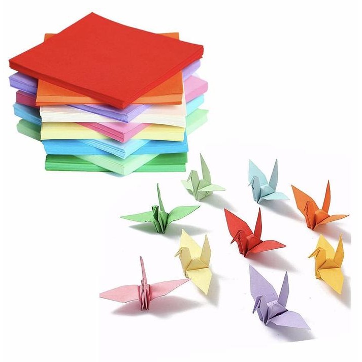 

DIY 100SHEETS ORIGAMI SQUARE PAPER 10 COLORS DOUBLE SIDED FOLDING LUCKY WISH PAPER CRANE CRAFT