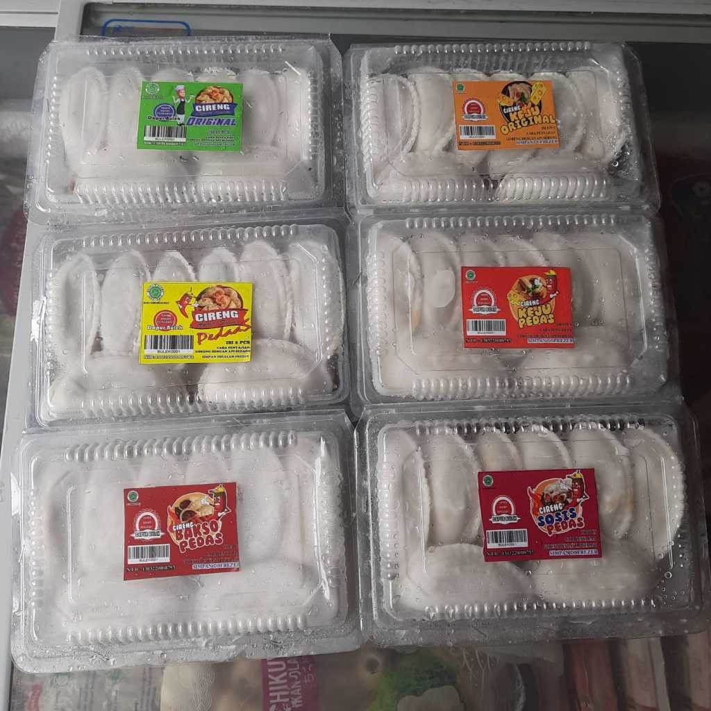 

Cireng isi Ayam Suwir Rasa orinal atau pedas isi 8 / cireng isi sosis baso dan keju home made