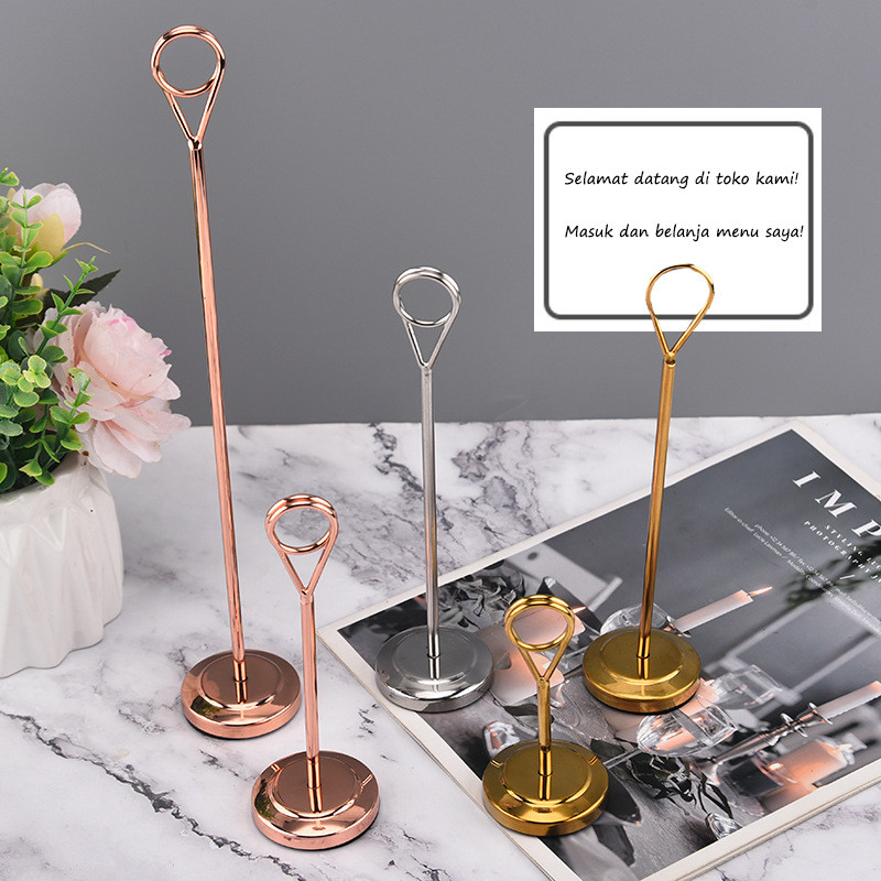 Foto Price Tag Stainless Tiang Nomor Meja/Tiang Nomor Meja Stainless Menu Stand Table Number Holder