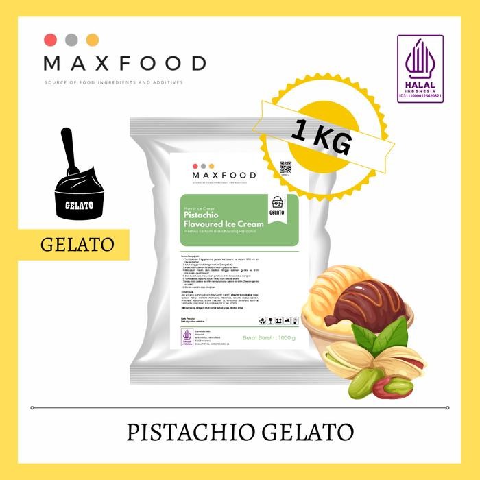 

NewZbgt- MAXFOOD - Gelato Powder Pistachio / Bubuk Gelato Rasa Pistachio 1 KG