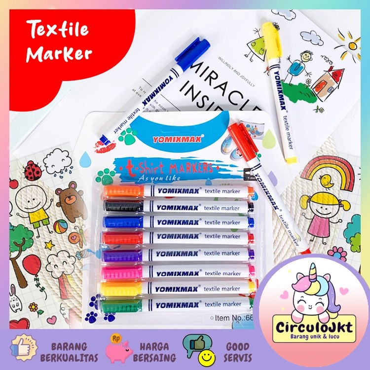 

8PCS Spidol Kain Kaos Baju Penanda Pola Decor Spidol Permanent Khusus Kain - Shirt Fabric Marker