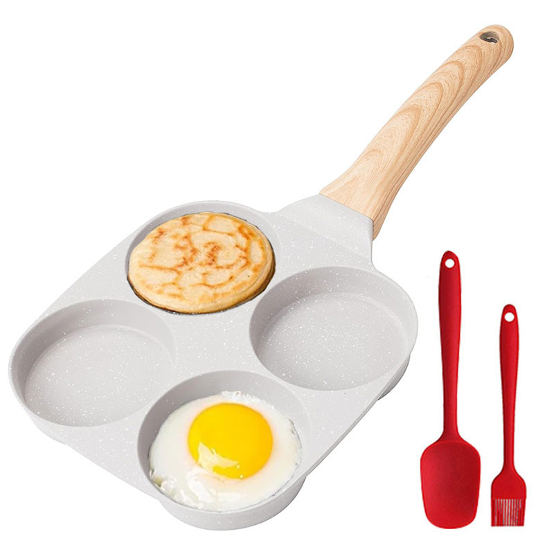 New Egg Pan Omelette Pan 4-Cup Nonstick Granite Omelette Skillet Pancake Pan Healthy Egg Cooker Suit