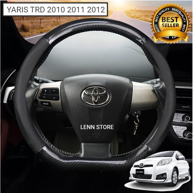 LIMITED EDITION Cover Sarung Stir Carbon Mobil Toyota Yaris TRD 2010 2011 2012 Flat