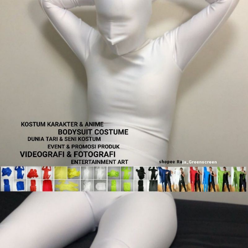 Promo Zentai Body Suit Full Badan Greenscreen Videografi Photography Seni Kostum Termurah