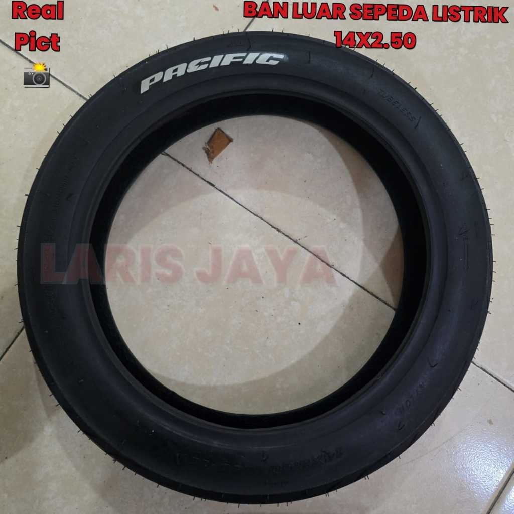 BONUS PENTIL TUBLESS , BAN LUAR SEPEDA LISTRIK TUBLESS MEREK PACIFIC ORIGINAL , BAN LUAR TUBLES 14 X