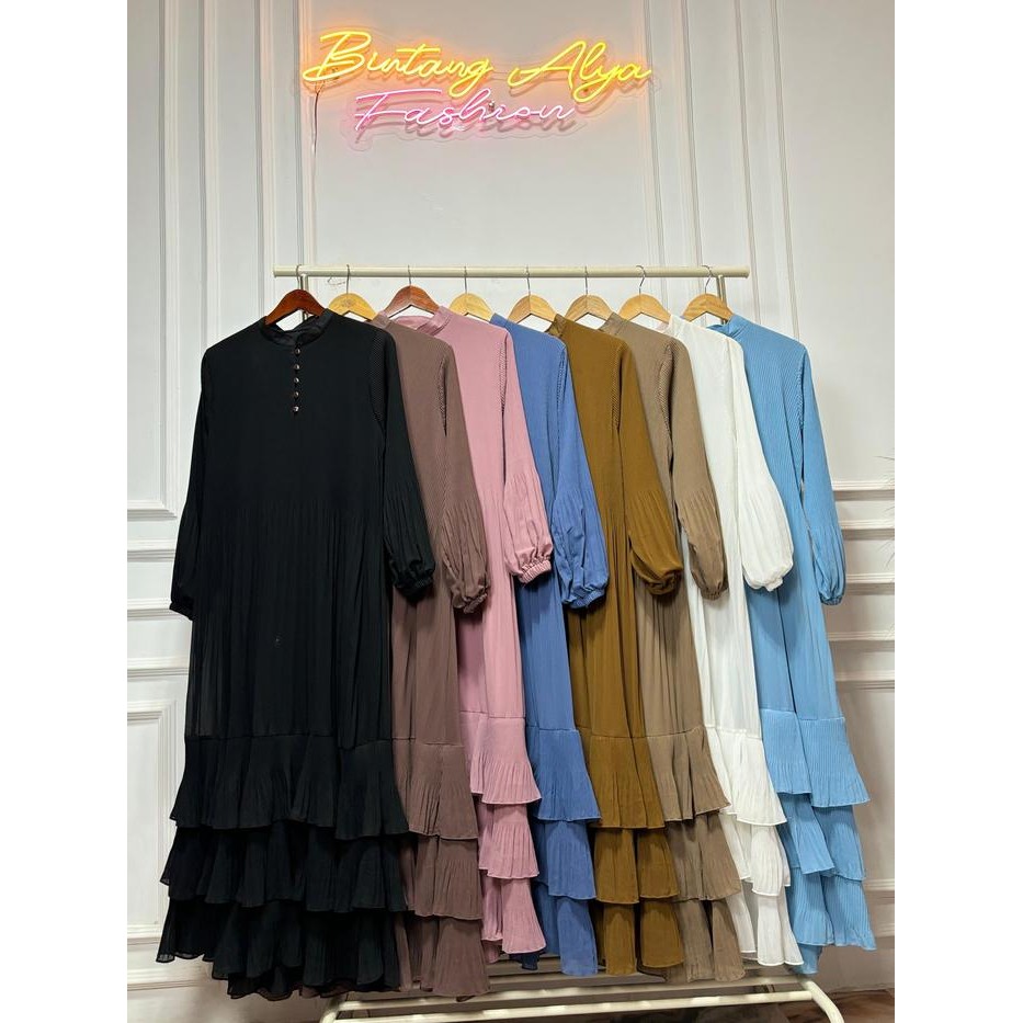 Layali- BintangAlya Gamis Ceruty Plisket Elegant / Gamis Ceruty Plisket / Gamis Plisket