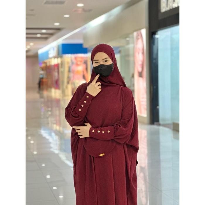 Mosya- One set kaftan crinkle airflow KAFTAN AISHA gamis muslim wanita dress lebaran Dewasa