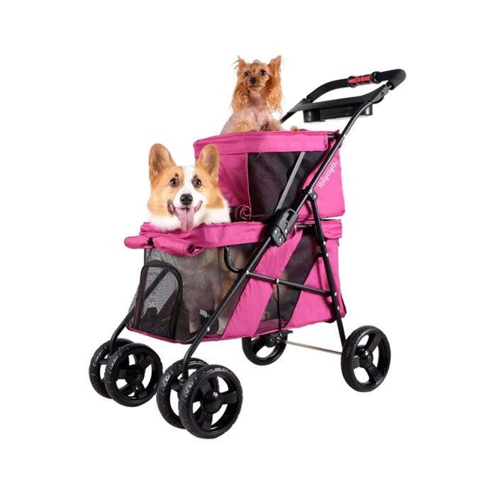 PET STROLLER IBIYAYA DOUBLE CABIN PINK/ DOG STROLLER / CAT STROLLER