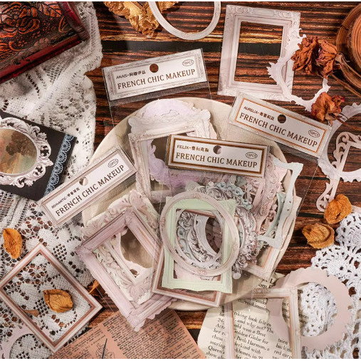 

UM1 10 Lembar Deco Paper Scrapbook FRENCH CHIC BORDER Edition DIY SET Journal Gwiyeo