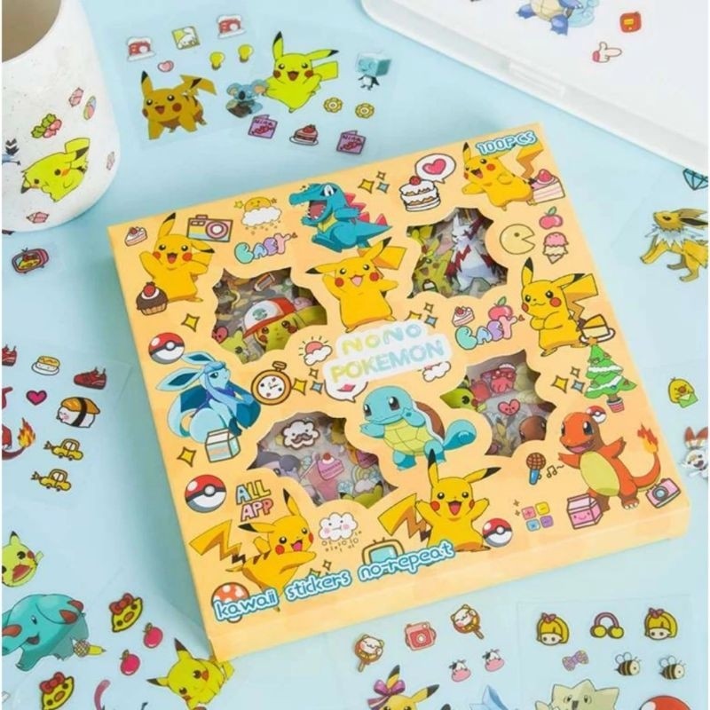 

UM1 STIKER BOX KARAKTER POKEMON MINION SPONGEBOB ISI 100 LEMBAR