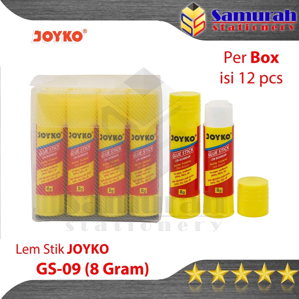 

Glue Stick GS-09 Joyko Pendek 1 box isi 12 pcs / Lem Kertas Putar GS 09 8 Gram / Lem Stik Batang 8