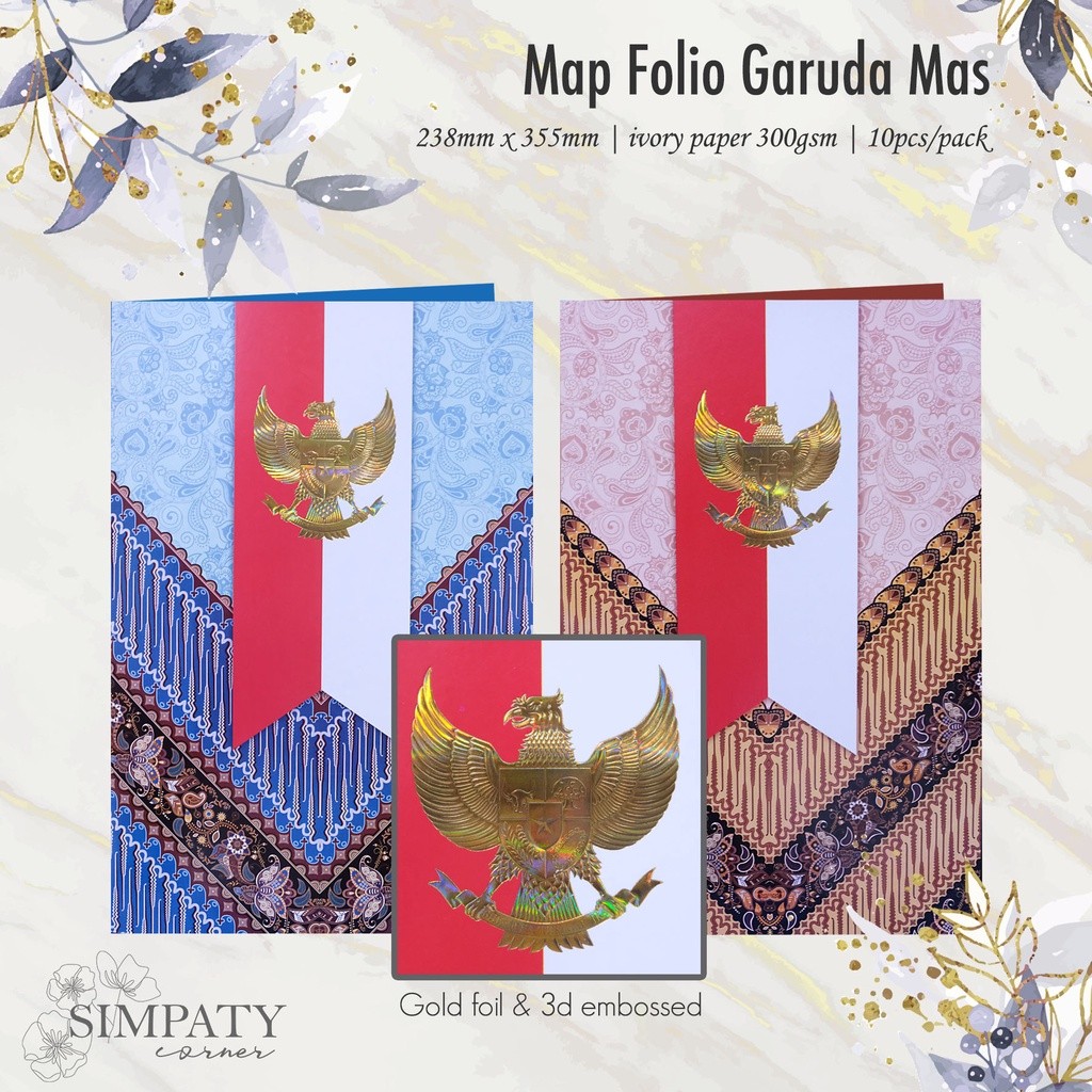 

Map kertas / Stopmap / Stop Map folio motif batik Garuda Indonesia