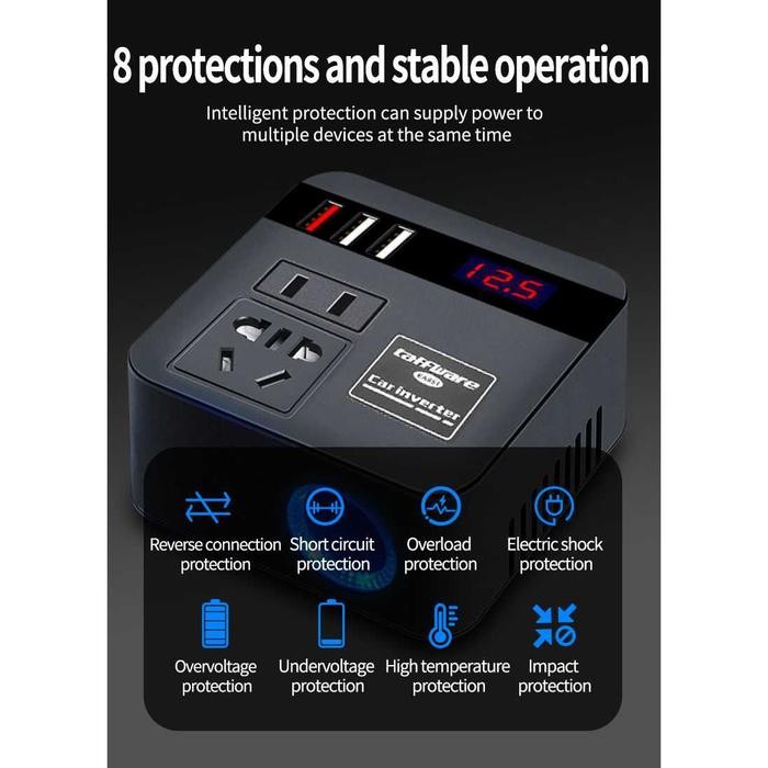 Taffware Car Power Konverter Fast Charging Inverter 100W Multifungsi