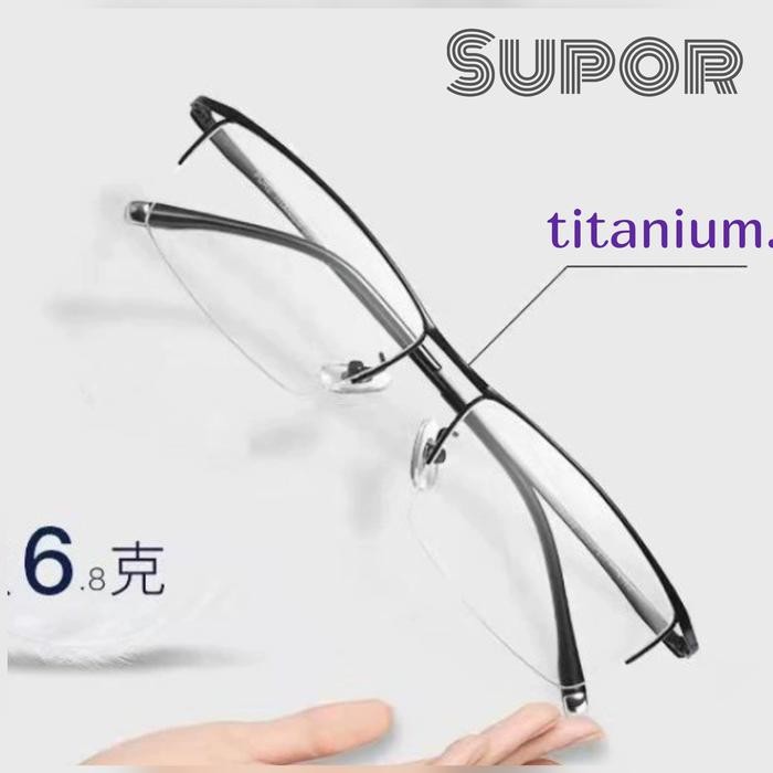 Terhemat Frame Kacamata Minus Hf19 Titanium Half Frame Minimalis Elegan Minus