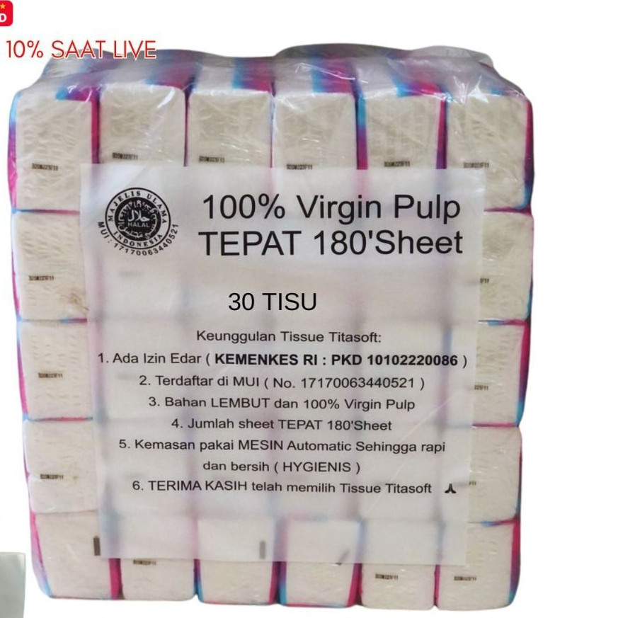 30 TISSUE TITASOFT 180 SHEET TISU MURAH TISSU