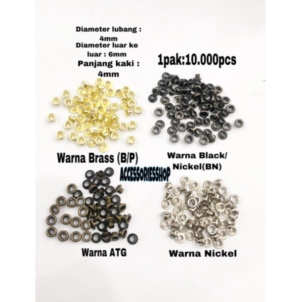 

Mata ayam eyelet 4mm kode 200-1pak(10.000pcs)