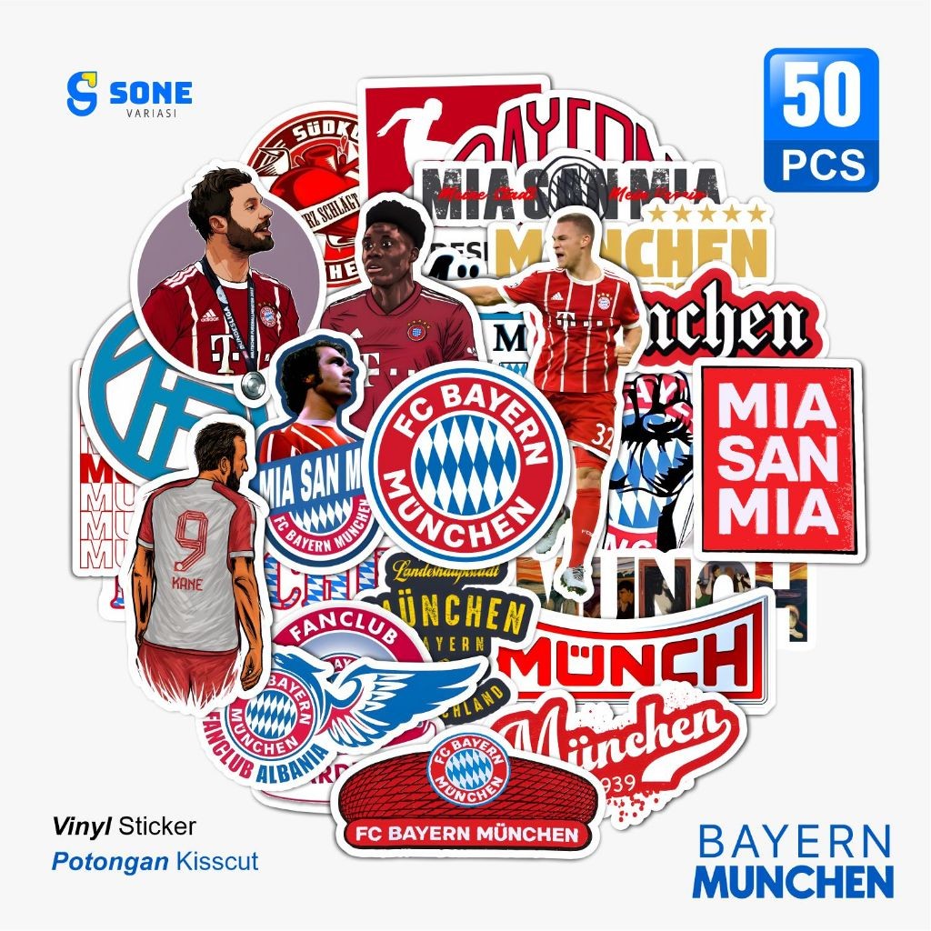 

UM1 Sticker Pack BAYER MUNCHEN Wateroof Aesthetic- untuk Laptop, Motor, dan Helm - Paper Stationery